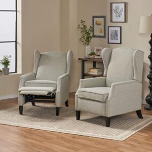 Christopher Knight Home Ellyn Fabric Recliner (Set of 2), Wheat, Dark Brown