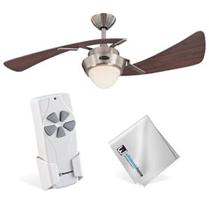 westinghouse lighting indoor ceiling fan with lights and remote control, harmony 48 inch fan for bedroom home living décor, wholesale home cloth included, brushed nickel finish(72311-kit)
