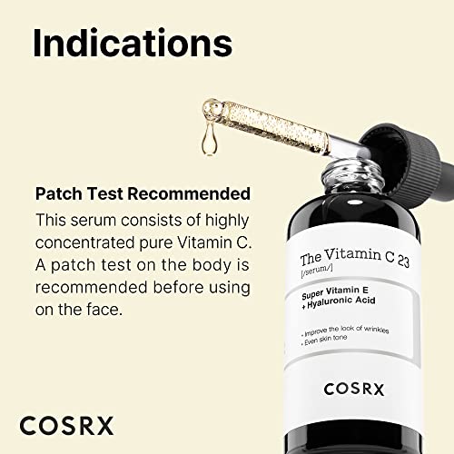 COSRX Pure Vitamin C 23% Serum with Vitamin E & Hyaluronic Acid, Brightening & Hydrating Facial Serum for Dark Spots, Fine Lines, Uneven Skin Tone, 0.67fl.oz/20ml, Animal Testing-Free, Korean Skincare