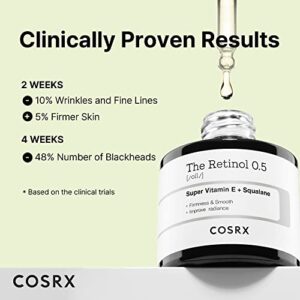 COSRX Retinol 0.5 Oil, Anti-aging Serum with 0.5% Retinoid Treatment for Face, Reduce Wrinkles, Fine Lines, and Signs of Aging, Gentle Skin Care for Day & Night, Not Tested on Animals, Korean Skincare