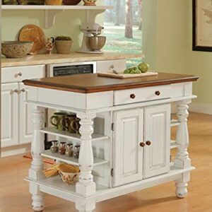 Homestyles Kitchen Island Americana Dual Side Storage Cabinet, 36 Inches High by 42 Inches Wide, Antique White