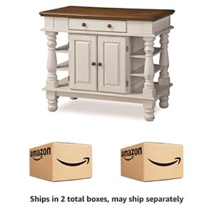 Homestyles Kitchen Island Americana Dual Side Storage Cabinet, 36 Inches High by 42 Inches Wide, Antique White