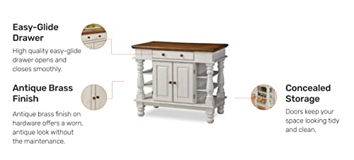 Homestyles Kitchen Island Americana Dual Side Storage Cabinet, 36 Inches High by 42 Inches Wide, Antique White