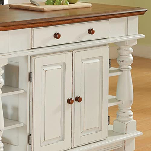 Homestyles Kitchen Island Americana Dual Side Storage Cabinet, 36 Inches High by 42 Inches Wide, Antique White