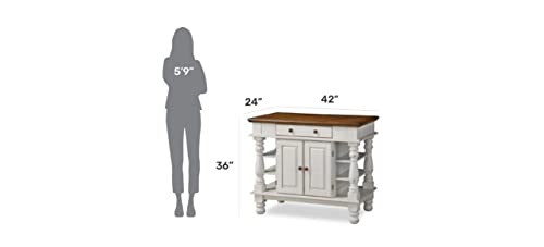 Homestyles Kitchen Island Americana Dual Side Storage Cabinet, 36 Inches High by 42 Inches Wide, Antique White