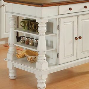 Homestyles Kitchen Island Americana Dual Side Storage Cabinet, 36 Inches High by 42 Inches Wide, Antique White