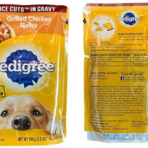 Pedigree Wet Dog Food Pouch Variety Bundle, Choice Cuts in Gravy, 12 Pouches Assorted Flavors - Chicken, Hickory, Filet Mignon, Beef, Casserole