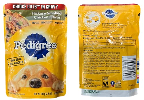 Pedigree Wet Dog Food Pouch Variety Bundle, Choice Cuts in Gravy, 12 Pouches Assorted Flavors - Chicken, Hickory, Filet Mignon, Beef, Casserole