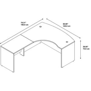 Bush Business Furniture Studio C Hansen Cherry Left Hand Bowfront Desk Shell with 36W Return, 60W