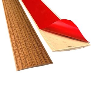 DAILISEN Self Adhesive Vinyl Flat Floor Transition Trim Strip,Wood Floor Gap Cover Strips,for Laminate,Wood to Vinyl,Door,Floor Gap Cover and Joining.Wood Grain,78.7in L x 1.57in W