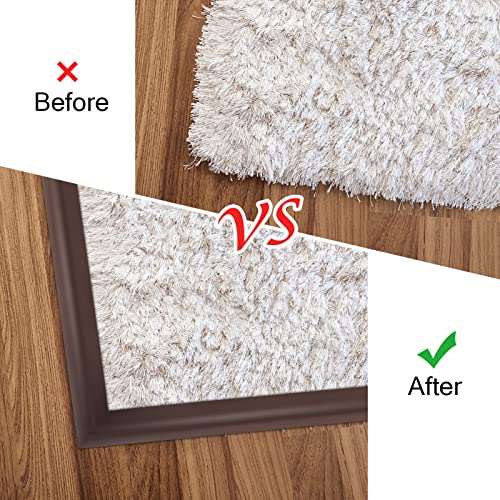 Vickes 9.8 ft Floor Transition Strip Self Adhesive Carpet & Flooring Transitions Edging Trim Strip PVC Threshold Transitions Suitable for Threshold Transitions with a Height Less Than 5 mm, Brown