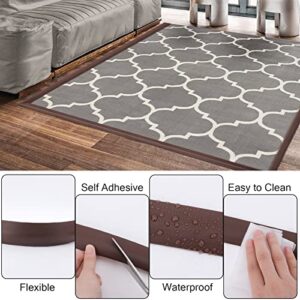 Vickes 9.8 ft Floor Transition Strip Self Adhesive Carpet & Flooring Transitions Edging Trim Strip PVC Threshold Transitions Suitable for Threshold Transitions with a Height Less Than 5 mm, Brown