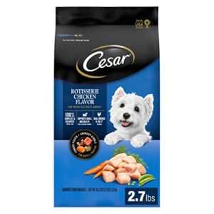 cesar small breed dry dog food rotisserie chicken flavor with spring vegetables garnish, 2.7 lb. bag