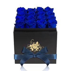 Perfectione Roses Luxury Preserved Roses in a Box, Royal Blue Real Roses Valentines Day Gifts for Her, Mothers Day Gifts, Birthday Gifts for Women