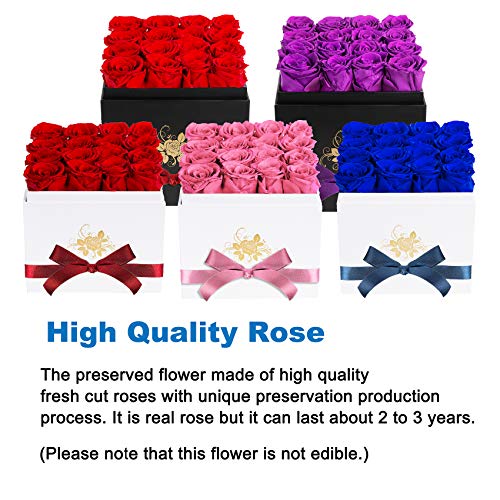 Perfectione Roses Luxury Preserved Roses in a Box, Royal Blue Real Roses Valentines Day Gifts for Her, Mothers Day Gifts, Birthday Gifts for Women