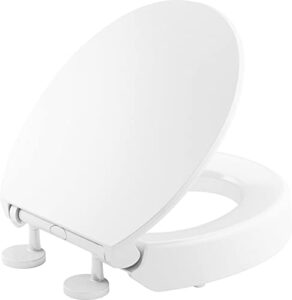 kohler hyten elevated quiet-close round-front toilet seat, white