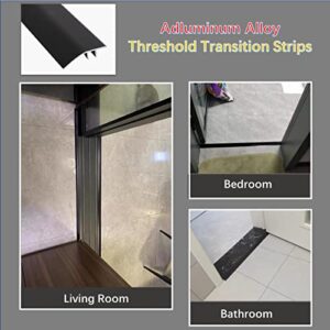 Funmaypoon Aluminum Floor Transition Threshold Strip Door Threshold Interior/Carpet/Tile/Floor Reducer Doorway Edge Trim for Laminate Floor Mat Carpet Vinyl Tile 1 3/4" (43mm)(90cm) (Matte Black)