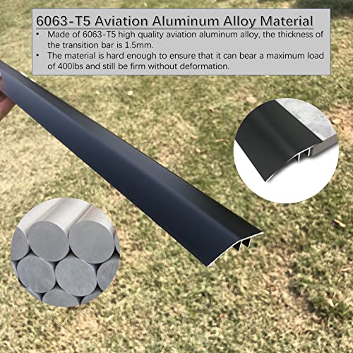 Funmaypoon Aluminum Floor Transition Threshold Strip Door Threshold Interior/Carpet/Tile/Floor Reducer Doorway Edge Trim for Laminate Floor Mat Carpet Vinyl Tile 1 3/4" (43mm)(90cm) (Matte Black)