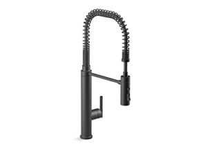 kohler 24982-bl purist pull down kitchen faucet, kitchen sink faucet with pull down sprayer in matte black