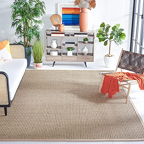 SAFAVIEH Natural Fiber Collection 5' x 8' Beige NF114A Border Basketweave Seagrass Area Rug