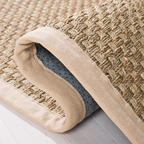 SAFAVIEH Natural Fiber Collection 5' x 8' Beige NF114A Border Basketweave Seagrass Area Rug