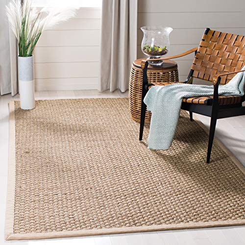 SAFAVIEH Natural Fiber Collection 5' x 8' Beige NF114A Border Basketweave Seagrass Area Rug