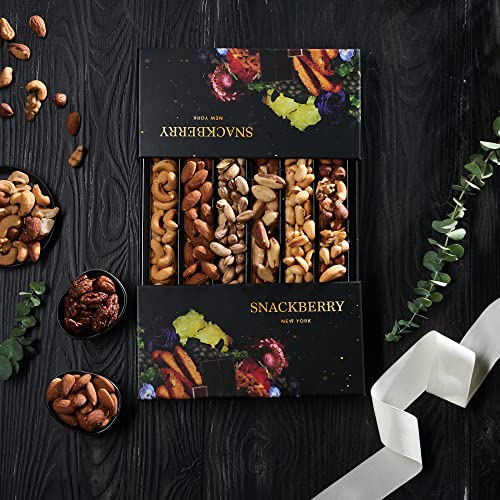 Holiday Mixed Nuts Gift Basket, in Elegant Display Stand Box, Gift Set for Easter, Birthday Party, Sympathy, Healthy Gift Snack Box for Men and Women. Kosher - Snackberry (Original)
