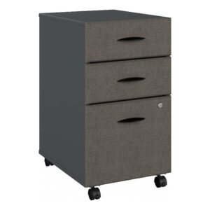 bush business furniture series a 3 drawer mobile file cabinet, slate