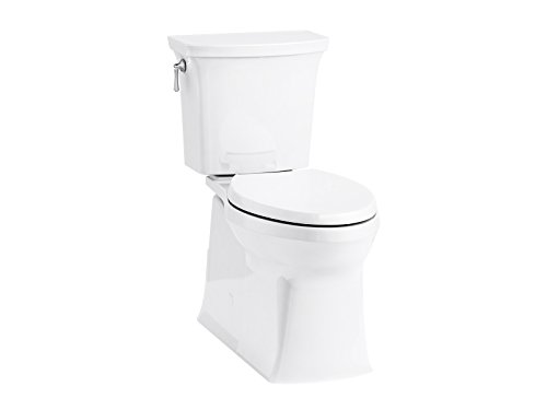 KOHLER 5709-0 Corbelle Two Piece Toilet, White & Fluidmaster 7530 Universal Better Than Wax Toilet Seal, Wax-Free Toilet Bowl Gasket Fits Any Drain