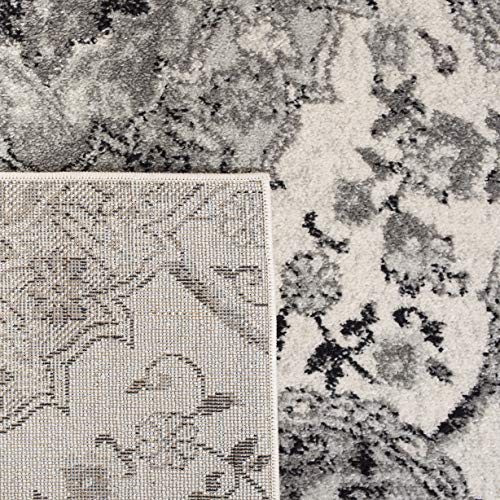 SAFAVIEH Madison Collection 4' x 6' Cream / Silver MAD600D Boho Chic Glam Paisley Non-Shedding Living Room Bedroom Accent Rug