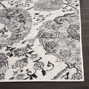 SAFAVIEH Madison Collection 4' x 6' Cream / Silver MAD600D Boho Chic Glam Paisley Non-Shedding Living Room Bedroom Accent Rug