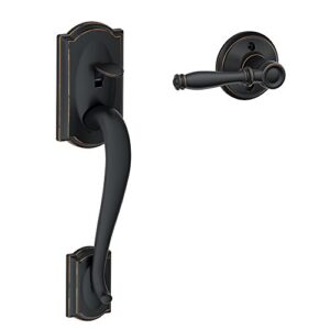 schlage fe285 cam 716 bir camelot trim lower half front entry handleset with birmingham lever, aged bronze