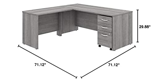 Bush Business Furniture Studio C Collection Desk, Return, Hutch and 3 DWR Mobile Pedestal, Platinum Gray