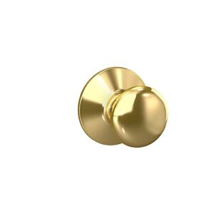 schlage f10 v ply 605 plymouth door knob, hall & closet passage lock, bright brass