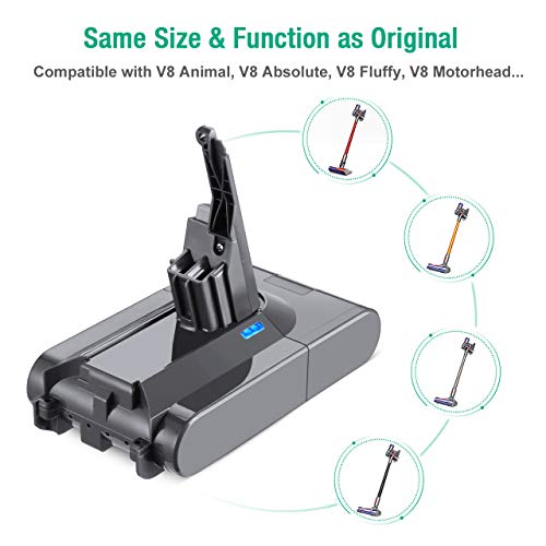FirstPower 5000mAh V8 Replacement Battery 21.6V - Compatible with V8 Animal V8 Absolute V8 Fluffy V8 Motorhead V8 Carbon Fiber Cord-Free Handheld Vacuum
