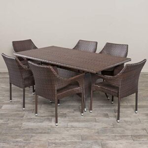 Christopher Knight Home Sinclair Outdoor Wicker Dining Set, 7-Pcs Set, Multibrown