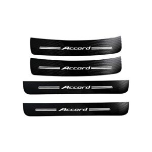 car door sill stickers for honda accord threshold protector carbon fibre leather (black)