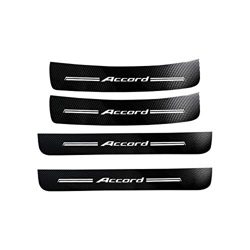 Car Door Sill Stickers for Honda Accord Threshold Protector Carbon Fibre Leather (black)