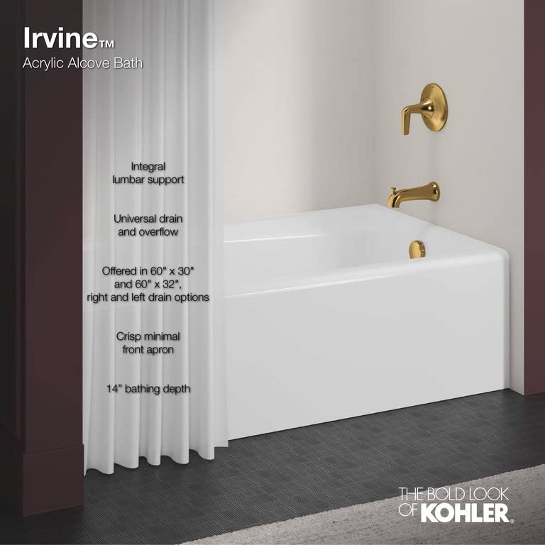 Kohler K-26071-LA-0 Kohler K-26071-LA Irvine 60" x 32" Alcove Bath with Left Hand Drain