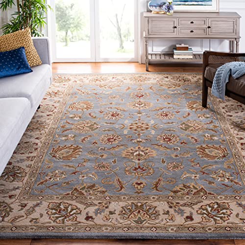 SAFAVIEH Royalty Collection 10' x 14' Blue / Beige ROY343B Handmade Traditional Oriental Premium Wool Area Rug