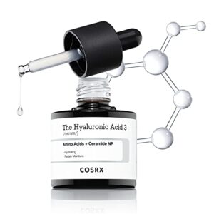 cosrx pure sodium hyaluronic acid 3% serum, hydration & moisture boosting facial serum for fine lines & wrinkles, plump & repair dry skin, 0.67 fl.oz/20 ml, not tested on animals, no artificial fragrance, korean skincare