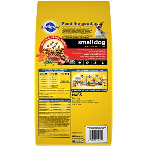 PEDIGREE Small Dog Complete Nutrition Small Breed Adult Dry Dog Food Grilled Steak and Vegetable Flavor Dog Kibble, 3.5 lb. Bag