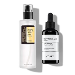 cosrx post acne mark recovery – snail mucin 96% essence + vitamin c 23% serum, intensive hydrating for fine lines, hyperpigmentation, after blemish care