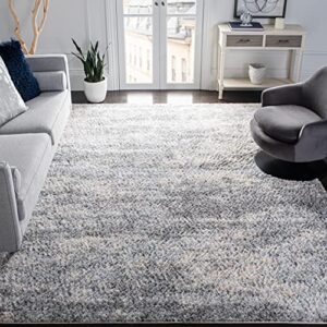 safavieh berber shag collection 6′ x 9′ grey / cream ber219g modern abstract non-shedding living room bedroom dining room entryway plush 1.2-inch thick area rug