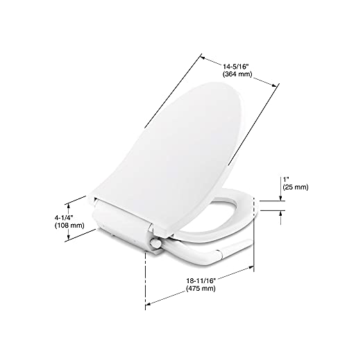 Kohler 5724-0 Puretide Toilet seat, Elongated, White & American Standard 5900A05G.020 Aqua Wash Non-Electric Bidet Seat for Elongated Toilets, 14.9 in Wide x 3.6 in Tall x 21.1 in Deep, White