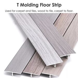 SRNSAEB T-Mold Floor Transition Strip Wood Grain, Aluminum Threshold Edging Trim, Large Gaps Cap, Wood to Tile, 90cm Long (Color : Style3)