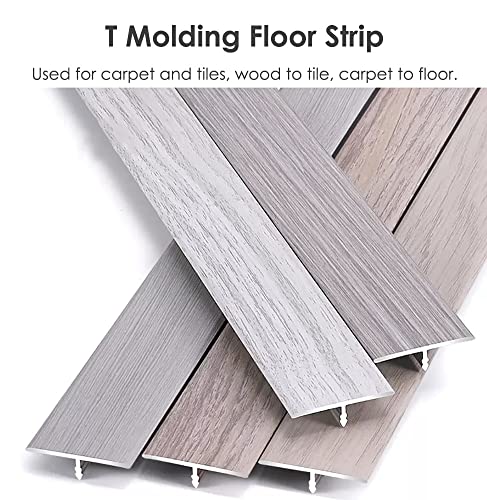 SRNSAEB T-Mold Floor Transition Strip Wood Grain, Aluminum Threshold Edging Trim, Large Gaps Cap, Wood to Tile, 90cm Long (Color : Style3)