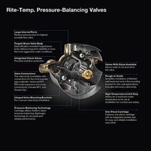KOHLER K-8304-K-NA Rite-Temp Pressure-balancing valve body and cartridge kit & Kohler K-8304-KS-NA Rite-Temp® Pressure-Balancing Valve Body and Cartridge Kit with Service Stops
