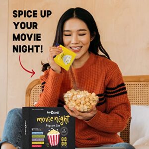 Popcorn Movie Night Popcorn Seasoning Popcorn Kernels, 5 Gourmet Popcorn Kernels and 5 Popcorn Flavoring variety, Non-GMO Movie Night Supplies Snack, Popcorn Gift Baskets - 10 Pack
