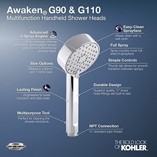 Kohler 72415-Y-BN Awaken G110 Multifunction HANDSHOWER, Vibrant Brushed Nickel